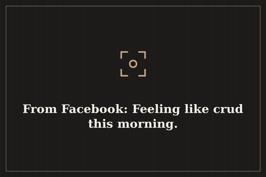 From Facebook: Feeling like crud this morning. — cover