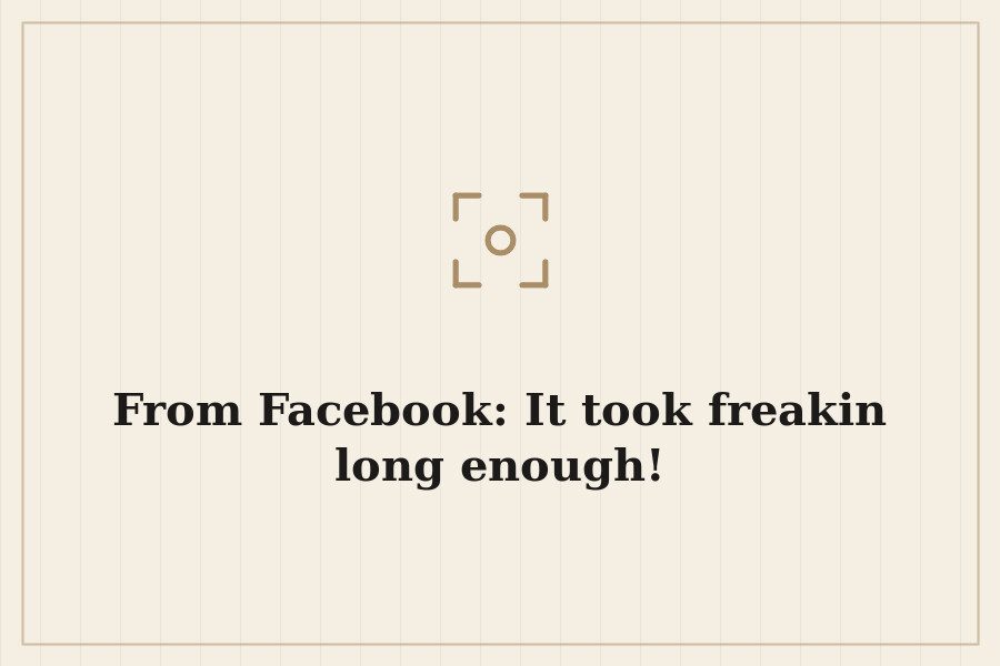 From Facebook: It took freakin long enough! — cover