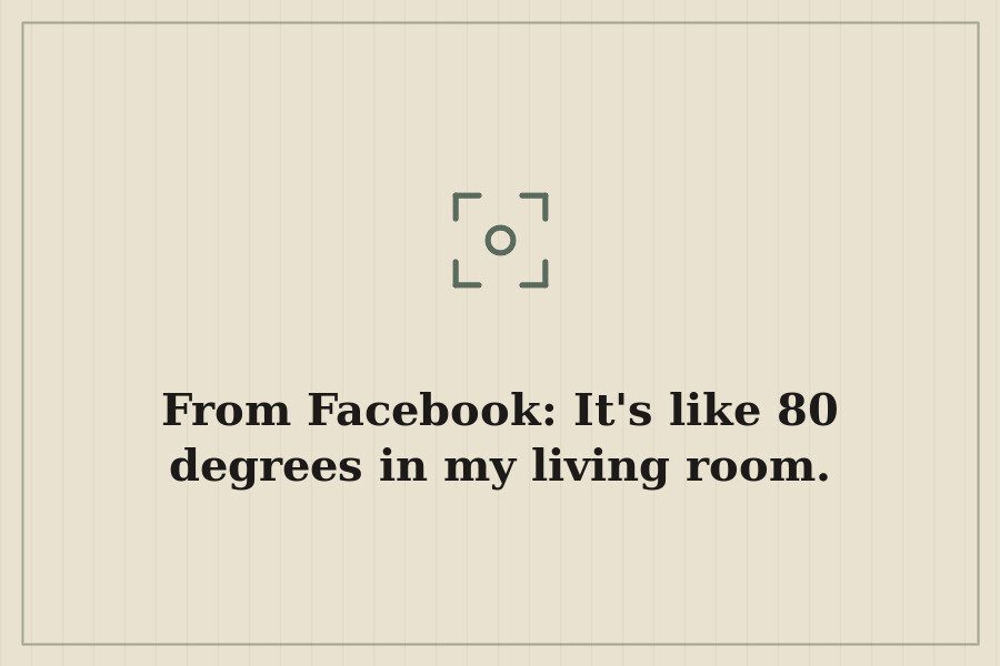From Facebook: It's like 80 degrees in my living room. — cover
