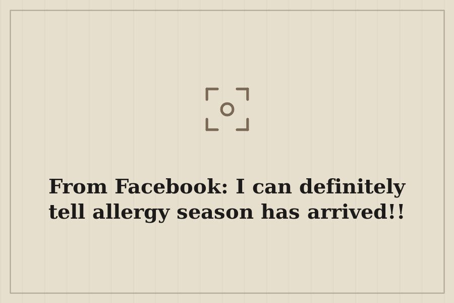 From Facebook: I can definitely tell allergy season has arrived!! — cover