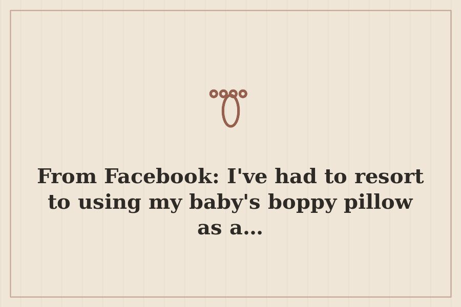 From Facebook: I've had to resort to using my baby's boppy pillow as a… — cover