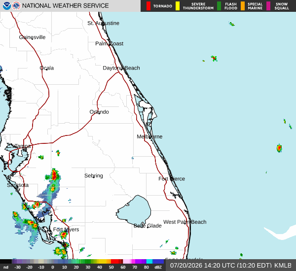 KMLB Doppler Radar — Melbourne, FL · live loop