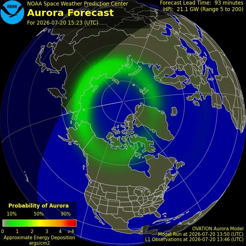Aurora Forecast — NOAA SWPC · northern hemisphere